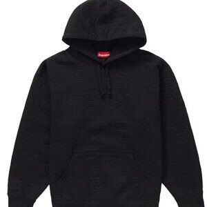 Supreme Embossed Logos Hooded Sweatshirt Size L BLACK HOODIE